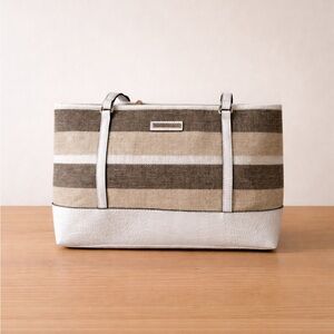 Dana Buchman Elegant Tan and White Tote NWOT